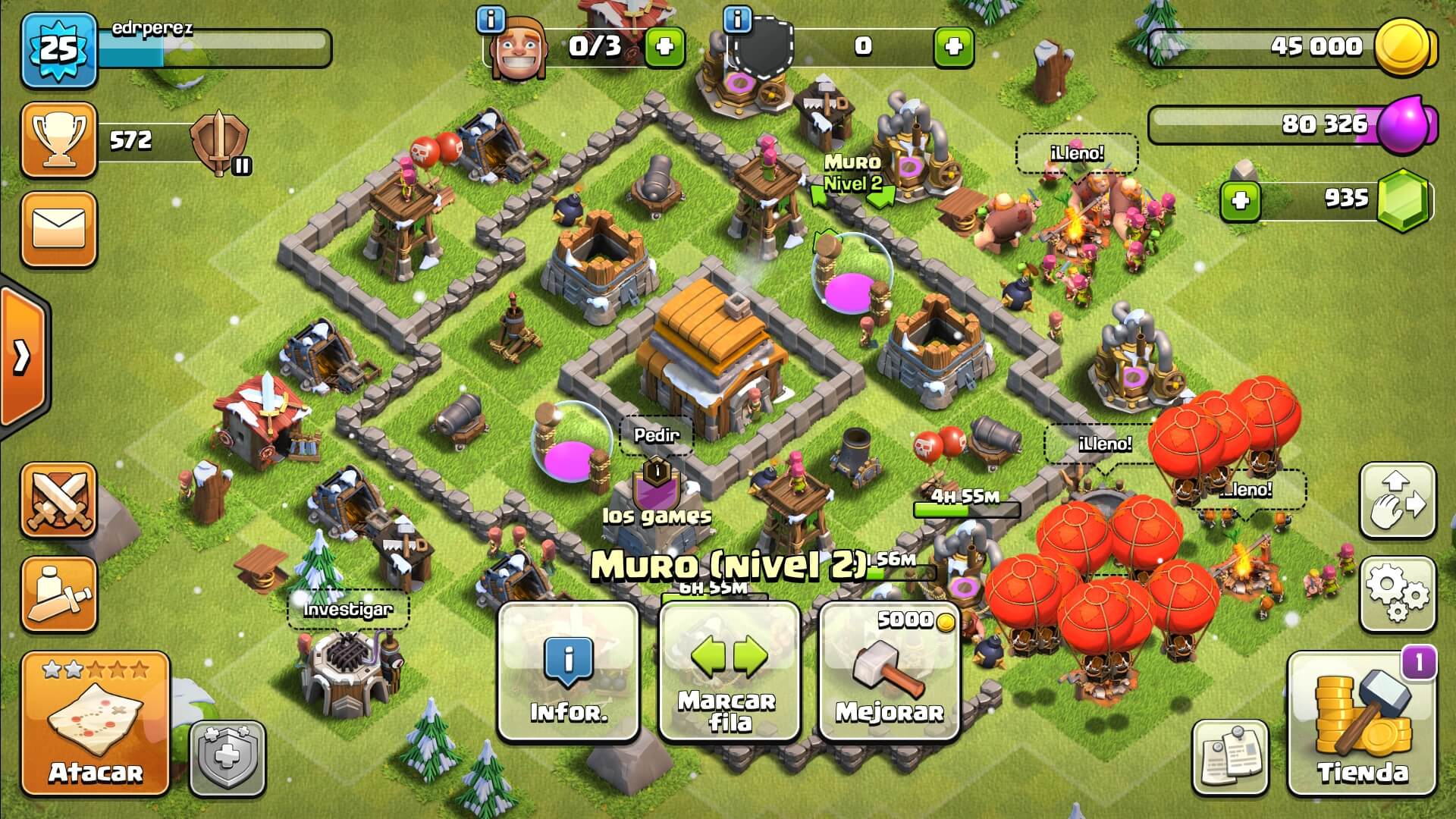 Mi base nivel 5 en Clash of Clans